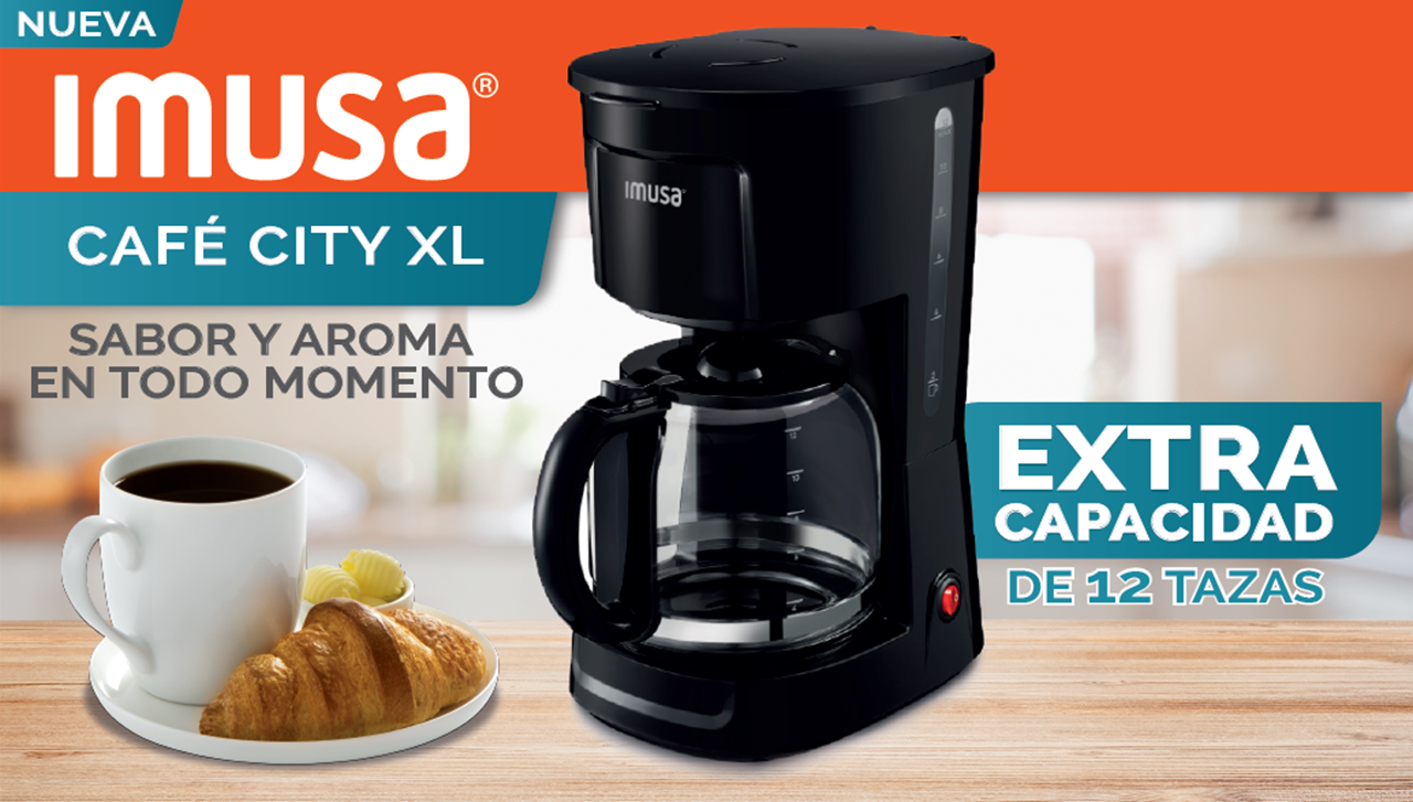 Cafetera IMUSA 12 tazas Cafecity XL Negro